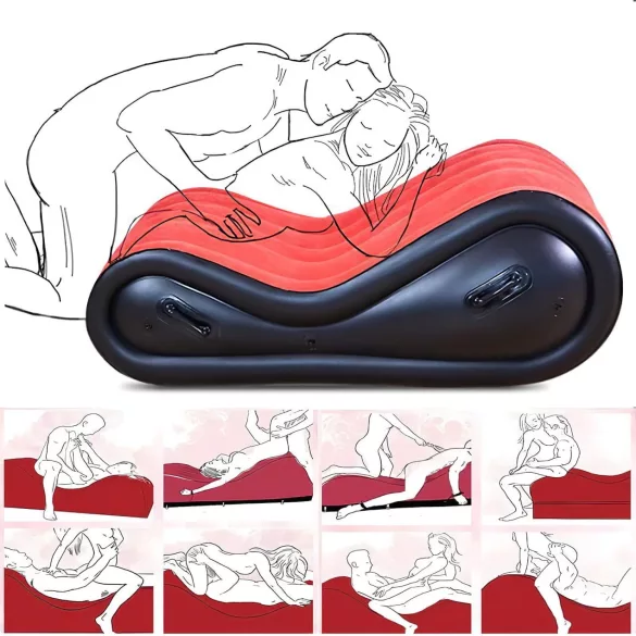 Magic Pillow - piepūšams BDSM mēbeles ar roku dzelžiem liels sarkans