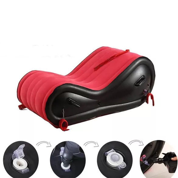 Magic Pillow - piepūšams BDSM mēbeles ar roku dzelžiem liels sarkans