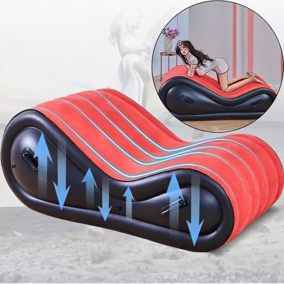 Magic Pillow - piepūšams BDSM mēbeles ar roku dzelžiem liels sarkans