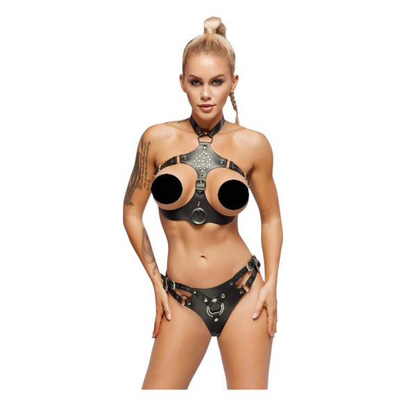 ZADO - ādas komplekts ar uzkab. apakšdaļu (melna) - L/XL