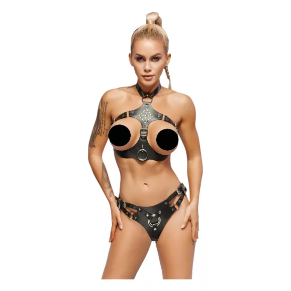 ZADO - ādas komplekts ar pievienojamu apakšdaļu (melns) - L/XL