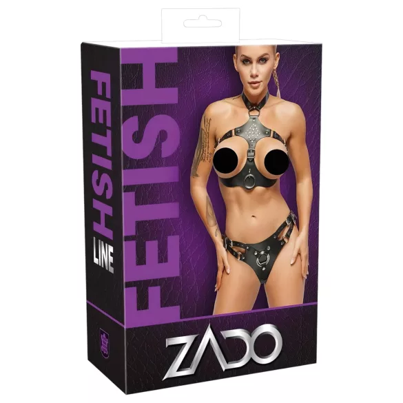 ZADO - ādas komplekts ar pievienojamu apakšdaļu (melns) - L/XL