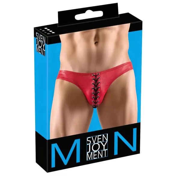 Svenjoyment - vīriešu apakšbikses ar mežģīnēm, melnas ar sarkanu