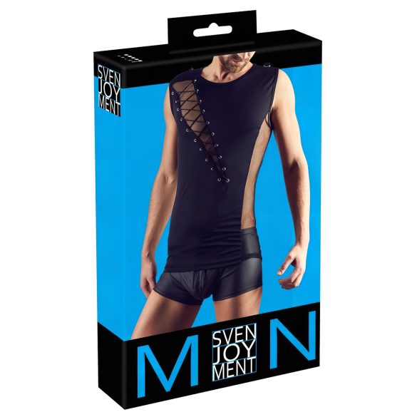 Svenjoyment - mežģīņu vīriešu tops (melns) - L
