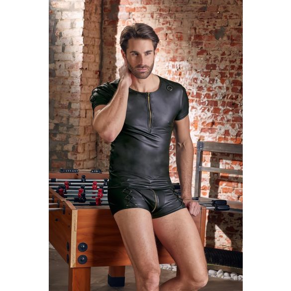 NEK - matēts īsroku vīriešu krekls (melns) - L