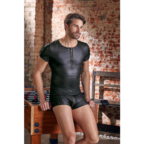 NEK - matēts īsroku vīriešu krekls (melns) - 2XL