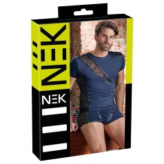   NEK - vīriešu tops ar melnu caurspīdīgu mežģīni un aukliņu, zils