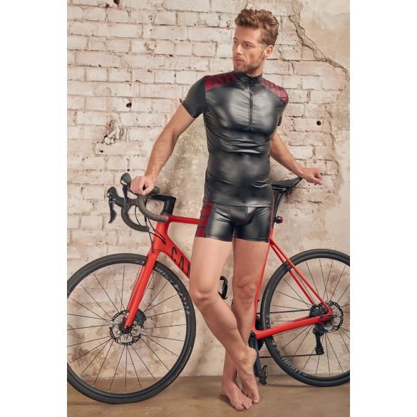 NEK - vīriešu virsjaka ar sarkaniem ieliktņiem, rāvējslēdzējs, melna