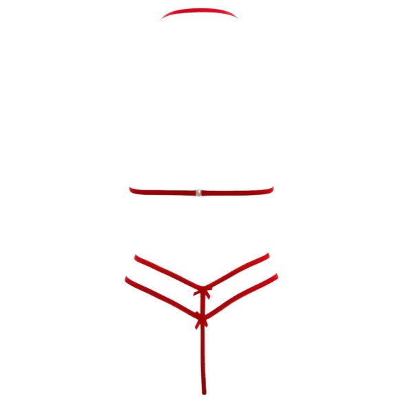 Cottelli - mežģīņu atvērts krūštura komplekts sarkans - M