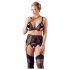 Cottelli Plus Size - Mežģīņu apakšveļas trijotne (melna)