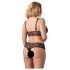 Cottelli Plus Size - mežģīņu krūštura komplekts (melns) - XXL