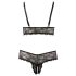 Cottelli Plus Size - mežģīņu krūštura komplekts (melns) - XXL