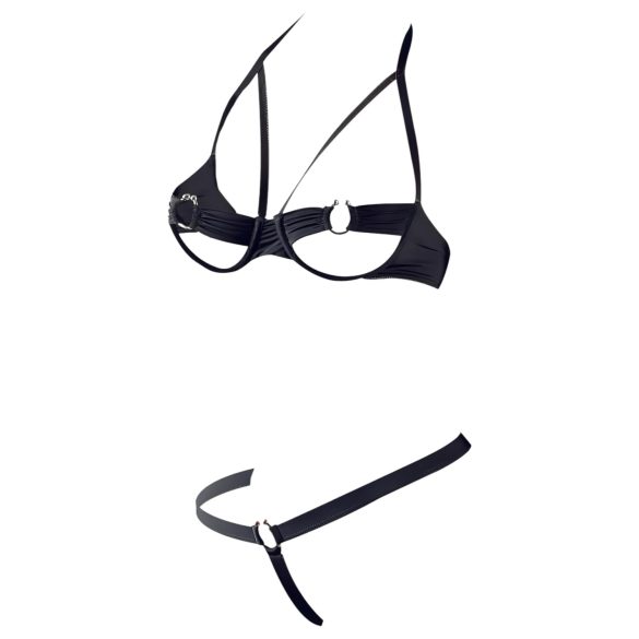 Cottelli - sieviešu apakšveļas komplekts ar metāla gredzeniem melns