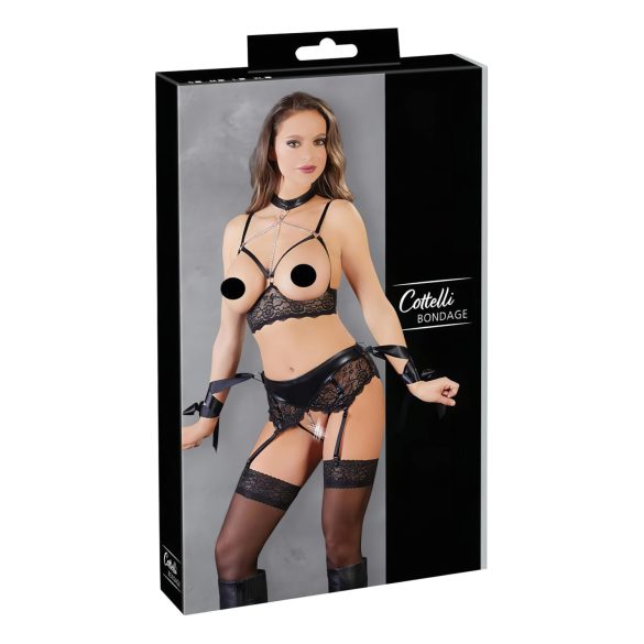 Cottelli Bondage - mežģīņu apakšveļas komplekts (5 daļas) - M