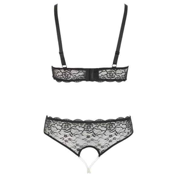 Cottelli plus size krūštura komplekts ar pērlītēm melns - XL