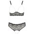 Cottelli Plus Size - pērļains krūštura komplekts (melns) - XL
