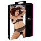 Cottelli Plus Size - melnbaltas pērlēm rotātas krūštura komplekts - 2XL