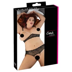   Cottelli plus size krūštura komplekts ar pērlītēm melns - 3XL