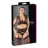 Cottelli Plus Size - ar mirdzumiem rotāts mežģīņu komplekts (melns) - 2XL