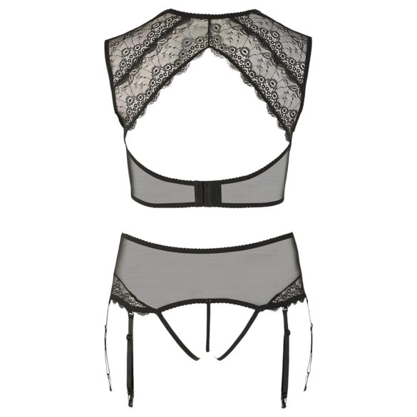 Cottelli plus size mežģīņu apakšveļas komplekts ar strasām melns - 3XL