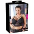 Cottelli Plus Size - mežģīņu krūšturis ar siksnām (melns) - 85E
