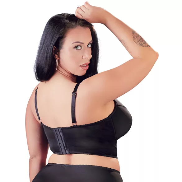 Cottelli Plus Size - mežģīņu krūšturis ar siksnām (melns) - 85E