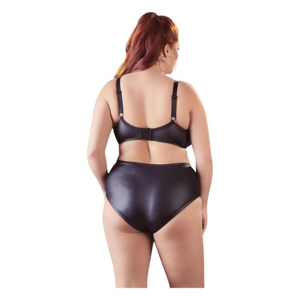 Cottelli Plus Size - krustveida lencīšu krūšturis un biksītes (melns)