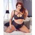 Cottelli Plus Size - krustveida lencīšu krūšturis un biksītes (melns) - 85E/L
