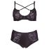 Cottelli Plus Size - krustveida lencīšu krūšturis un biksītes (melns) - 85E/L