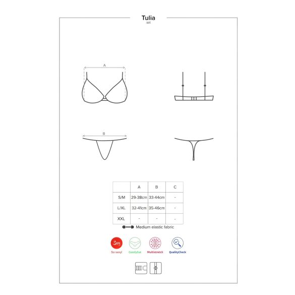 Obsessive sieviešu mežģīņu apakšveļas komplekts melns-rozā - L/XL