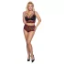 Cottelli Curvies - ziedu mežģīņu apakšveļas komplekts (melns) - 2XL