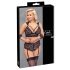 Cottelli Bondage Plus Size - mežģīņu krūštura komplekts (melns) - 4XL