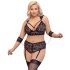 Cottelli Bondage Plus Size - mežģīņu krūštura komplekts (melns) - 4XL