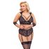 Cottelli Bondage Plus Size - mežģīņu krūštura komplekts (melns) - 4XL