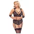 Cottelli Bondage Plus Size - mežģīņu krūštura komplekts (melns) - 4XL