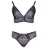 Cottelli Plus Size - caurspīdīgs rakstains krūštura komplekts (violets)