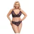 Cottelli Plus Size - caurspīdīgs rakstains krūštura komplekts (violets) - 2XL