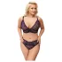 Cottelli Plus Size - caurspīdīgs rakstains krūštura komplekts (violets) - 2XL