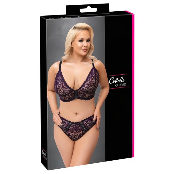 Cottelli Plus - caurspīdīgs raksta krūšturis komplekts (violets) - 4XL