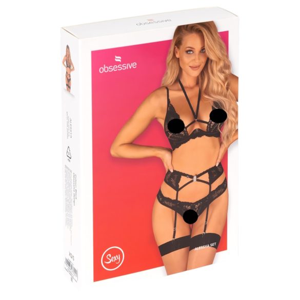 Obsessive Alessya - mežģīņu apakšveļas komplekts (melns) - M/L