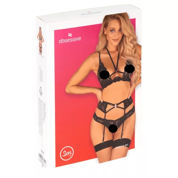 Obsessive Alessya - mežģīņu apakšveļas komplekts (melns) - M/L