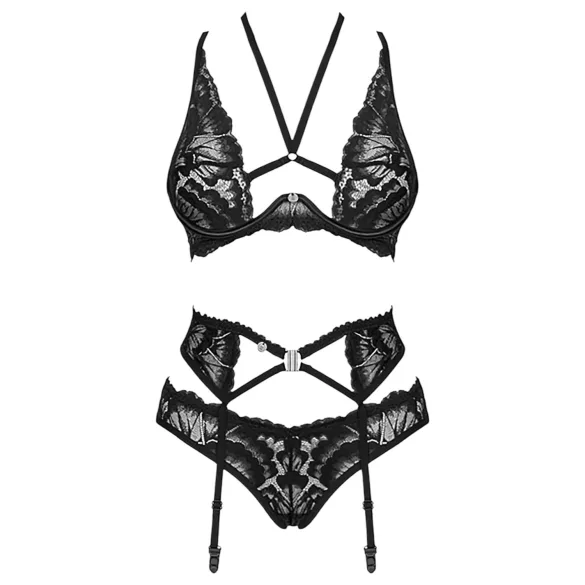 Obsessive Alessya - mežģīņu apakšveļas komplekts (melns) - M/L