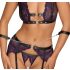 Cottelli Bondage - apakšveļas komplekts un roku dzelži (melns-violets) - XL