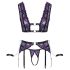 Cottelli Bondage - apakšveļas komplekts un roku dzelži (melns-violets) - XL