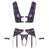 Cottelli Bondage - veļas komplekts un roku dzelži (melni-violeti) - XL