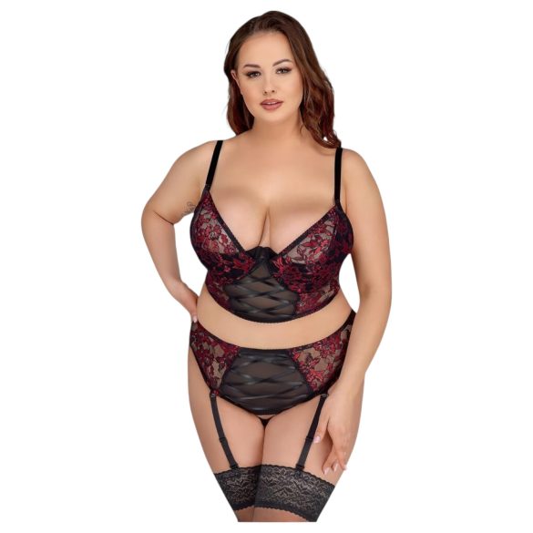 Cottelli Plus Size – krūšturu komplekts (sarkans) - 90C/XL