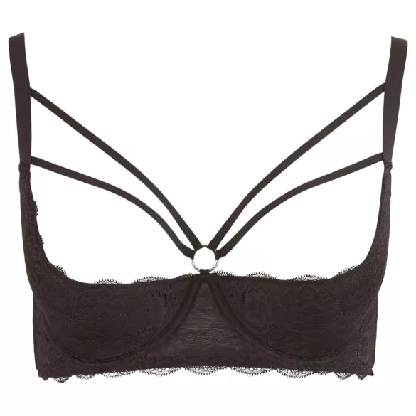 Cottelli plus size sieviešu krūšu pacēlājs ar lencēm un gredzeniem melns - 90D
