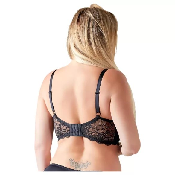 Cottelli plus size sieviešu krūšu pacēlājs ar lencēm un gredzeniem melns - 95E