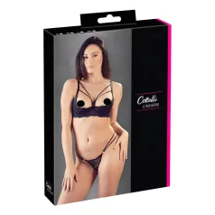   Cottelli - sieviešu puskrūšu krūšturis ar stīpu un stringi melni - 80B/M