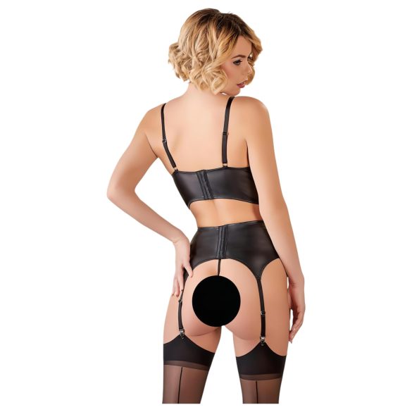 Abierta Fina - sieviešu mežģīņu apakšveļas komplekts ar siksniņām melns - 80B/M